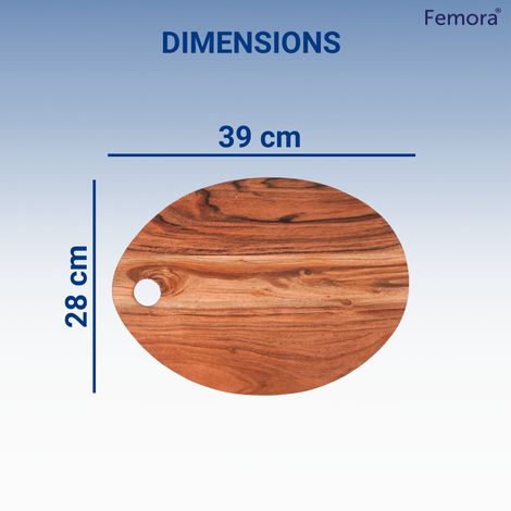 Femora Acacia Chopping Board Cutting Board Oval Shape 15 X 11 Inch (39 X 28 Cm)