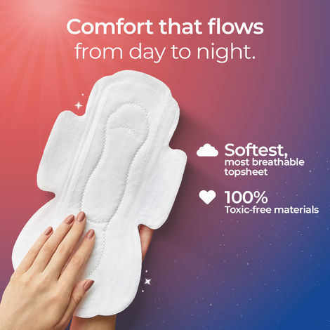 Nua Day and Night Sanitary Pads with Disposal Cover | 8 XL + 4 XXXL | XL / XXXL | 12 pcs