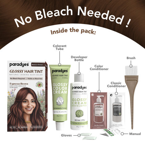 Paradyes Glossy Hair Tint Natural Hair Color - Espresso Brown