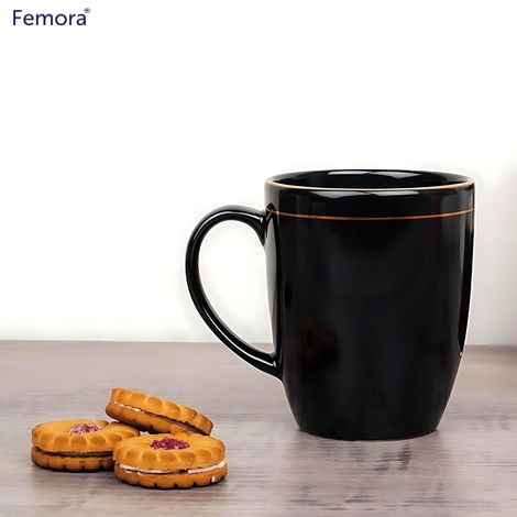 Femora Liquid Gold Line Coffee Mug Gift Set 1 Pc 320 Ml (Black)