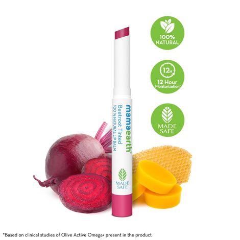 Mamaearth Beetroot Tinted 100% Natural Lip Balm With Beetroot & Beeswax 12 Hour Moisturization