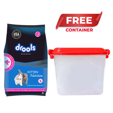 Drools Kitten (1-12 Months) Dry Cat Food With Free Container - Ocean Fish