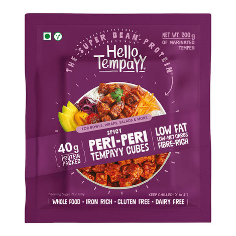 Hello Tempayy 40g Protein Peri Peri Tempeh Cubes |Low Fat & High Fibre