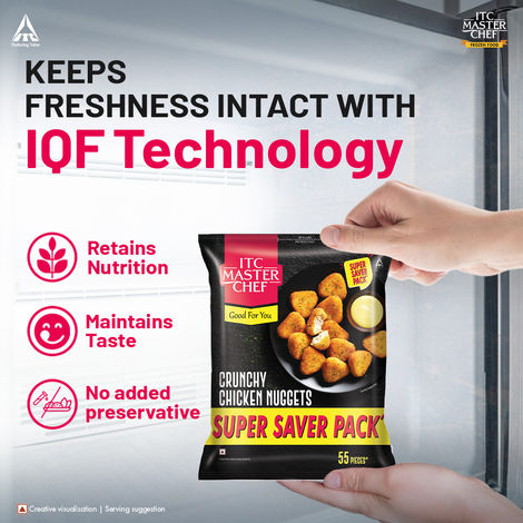 ITC Master Chef Crunchy Chicken Nuggets | Source of Protein | No Added Preservatives | 55 pieces