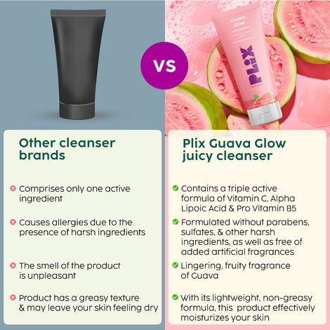Plix Guava Glow Cleanser for Glowing Skin and Deep Hydration