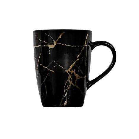 Femora Gift Set Liquid Gold Marble Coffee Mug Cup 1 Pc Black Desh Ki Mitti