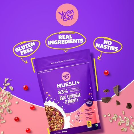 Yoga Bar Wholegrain Breakfast Muesli-Dark Chocolate+Cranberry,Granola,Gluten Free,Antioxidant Rich