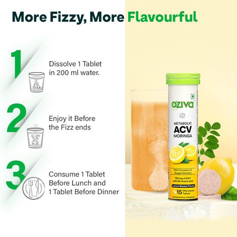 Oziva Apple Cider Vinegar Moringa For Weight Loss (Lemon Masala Flavour)