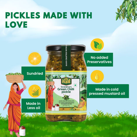 The Little Farm Co. Green Chilli Pickle Achaar | No Added Preservatives