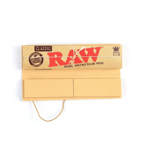 Raw Classic Connoisseur Rolling Paper with Tips King Size Slim - 32+32 Leaves/Pack