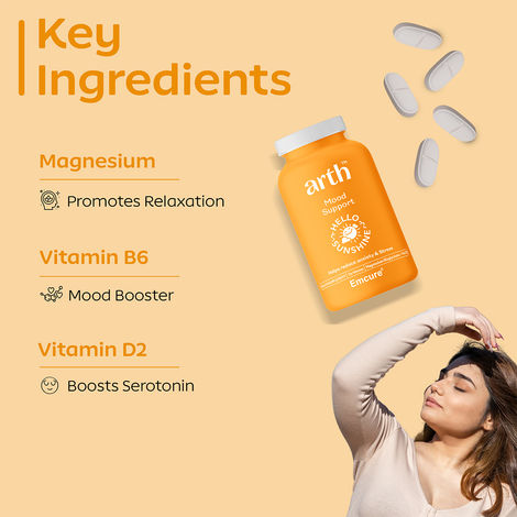 Arth By Emcure Magnesium Supplement | Magnesium Bisglycinate + Vit D2 | Stress & Mood Support