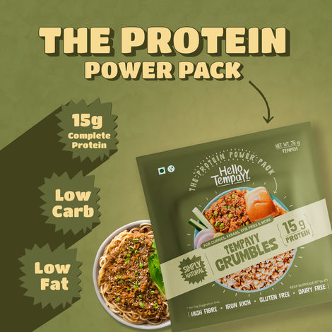 Hello Tempayy 15g Protein Tempeh Crumbles - Low Fat & High Fibre | Soy Tempeh