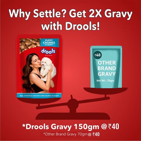 Drools Puppy Wet Dog Food Chicken And Chicken Liver Chunks In Gravy (10 + 2 Pouches Free)