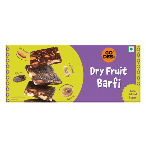 Dry Fruit Barfi, 6 Pcs | No Added Refined Sugar | Single Packs | Burfi | Sweets | By GO DESi