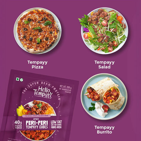 Hello Tempayy 40g Protein Peri Peri Tempeh Cubes |Low Fat & High Fibre