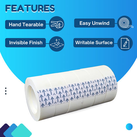 ABK Clear Invisible Hand Tearable Tapes 18 mm x 33 meters - Pack of 6