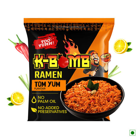 Too Yumm K-Bomb Ramen Tom Yum Instant Noodles | Tangy n Spicy Flavour | Korean Veg