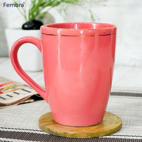 Femora Liquid Gold Line Coffee Mug Gift Set 1 Pc 320 Ml (Pink)