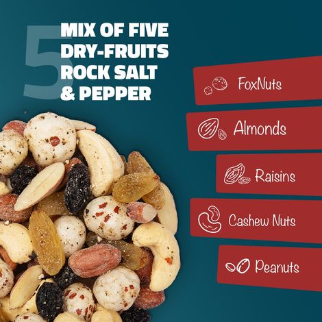 Farmley Satva Mix Dry Fruit Snack - Peanuts, Green Raisins, Almonds, Cashews, Makhana & More