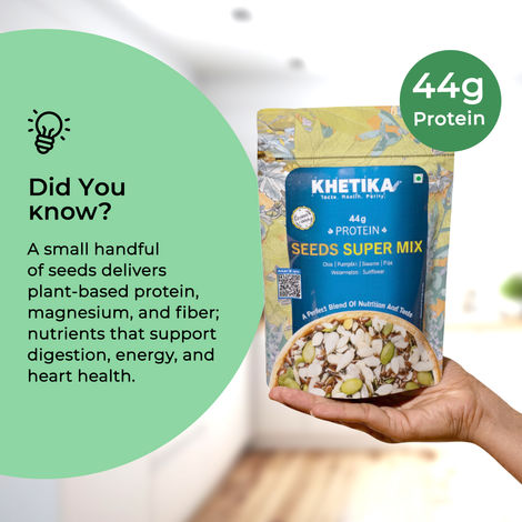 Khetika Super Seed Mix Rich in Protein 44g- Pumpkin, Sesame, Watermelon, Sunflower, Flax, Chia Seeds