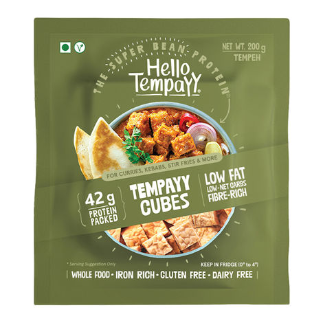 Hello Tempayy 42g Protein Natural Tempeh Cubes - Low Fat & High Fibre