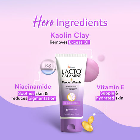 Lacto Calamine Facewash With Kaolin Clay And Niacinamide For Oily Skin