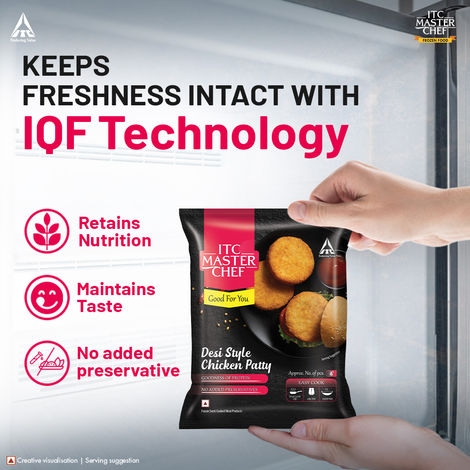 ITC Master Chef Desi Style Chicken Patty | Goodness of Protein | No Added Preservatives | 6 pieces