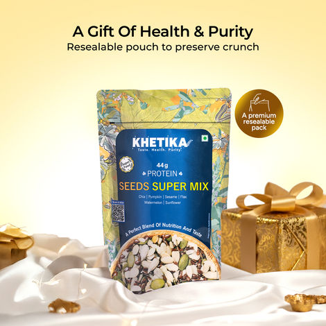 Khetika Super Seed Mix Rich in Protein 44g- Pumpkin, Sesame, Watermelon, Sunflower, Flax, Chia Seeds
