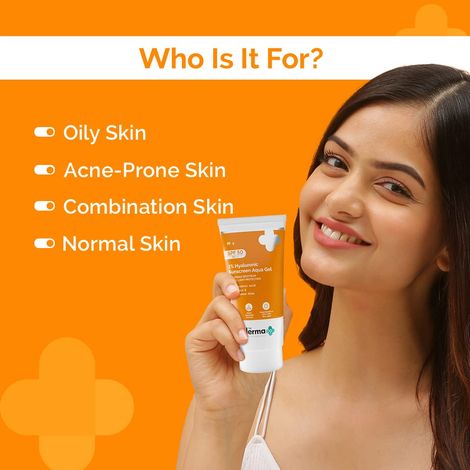 The Derma Co 1% Hyaluronic Sunscreen SPF 50 PA++++ Aqua Gel For Normal To Oily Skin