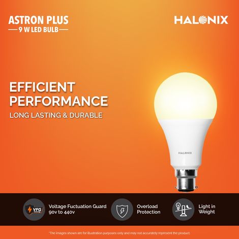 Halonix 9W Screw Type, Warm White Yellow Led Bulb | E27 Base Holder