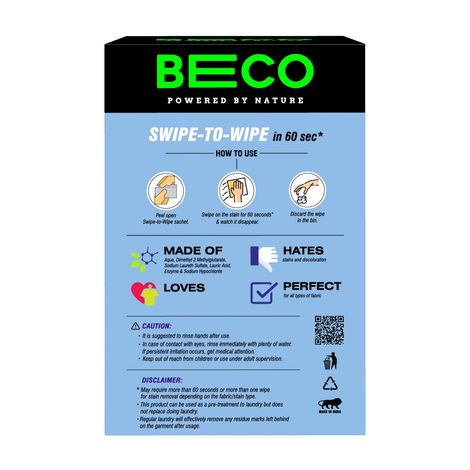 BECO 60 Seconds Instant Stain Remover Wipes
