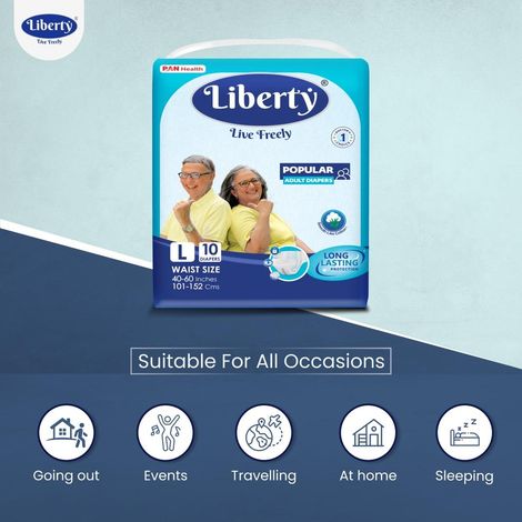 Liberty Popular Adult Diaper ( Tape, L , 40-60 inches)