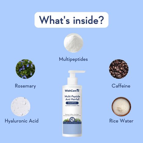 Wishcare Multi Peptide Rice Water Anti Hairfall Shampoo - Rosemary, Capilia Longa, Ha & Caffeine