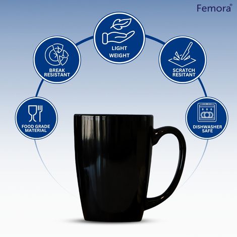 Femora Handcrafted Black Color Coffee Mug Gift Set 1 Pc 320 Ml Black