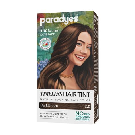 Paradyes Dark Brown Timeless Hair Tint, Permanent Creme Hair Colour - 3.0 Dark Brown