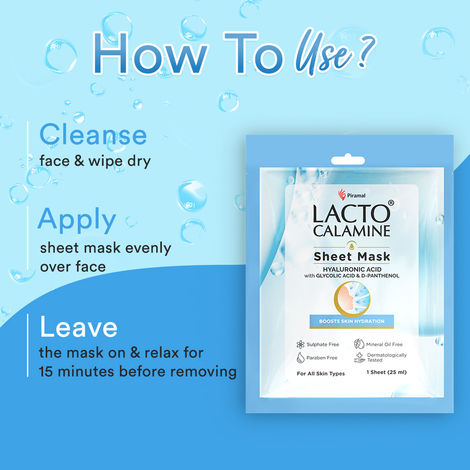Lacto Calamine Hyaluronic Acid Face Sheet Mask for Intense Hydration, Refreshing, Plumpy & Dewy Skin