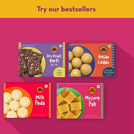 Premium Kaju Katli, 61% Cashew | Burfi | Kaju Katri | Sweets by GO DESi Combo