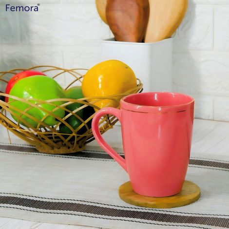Femora Liquid Gold Line Coffee Mug Gift Set 1 Pc 320 Ml (Pink)