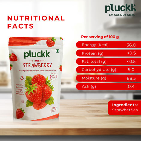 Pluckk Fresh Frozen Imported Strawberry Natural | Non GMO | Rich in Vitamin C | Healthy Snack