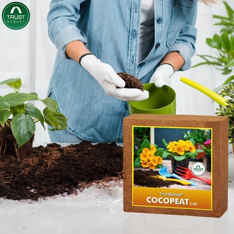 TrustBasket Cocopeat Block - Expands to 75 L | Organic Growing Medium for Plants & Planters
