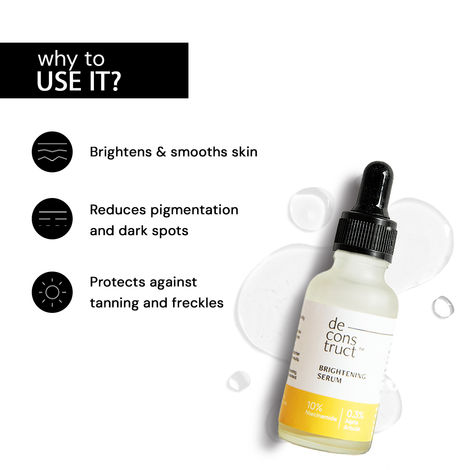 Deconstruct Brightening Serum with 10% Niacinamide & Alpha Arbutin, Brightens Skin & Reduces Tan