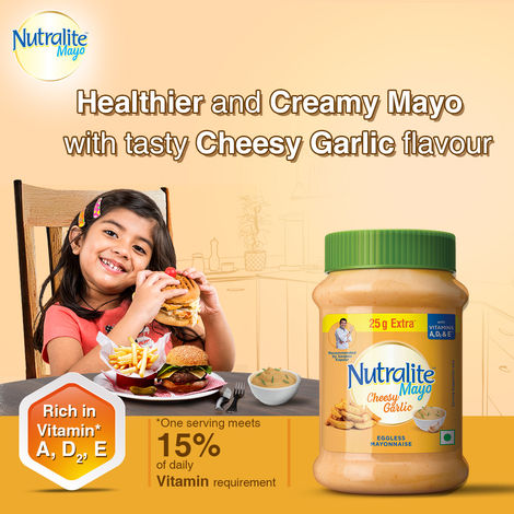 Nutralite Mayo Cheesy Garlic Eggless Mayonnaise (Extra 25g Free) - 275g