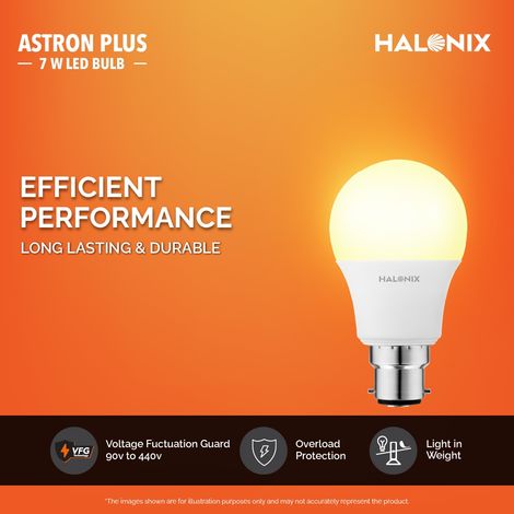 Halonix 7W Warm White Yellow Led Bulb | B22 Base Holder
