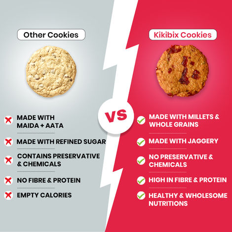 Kikibix Cranberry Oats Healthy Cookies, Jaggery Oats Biscuits, Digestive, 36% Oats, 25% dry fruits