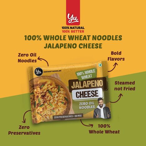 Yu Jalapeno Cheese - 100% Whole Wheat Instant Noodles | Pack Of 2