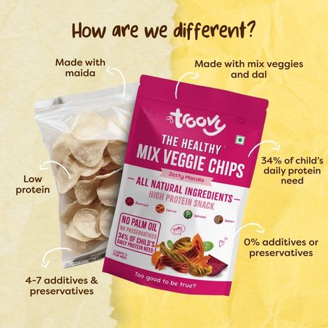 Troovy Healthy High Protein Mix Veggie Chips (No Palm Oil, No Chemicals) Combo 
