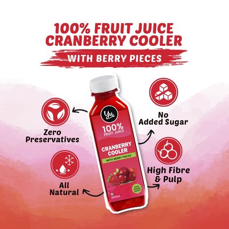 Yu Cranberry Cooler 100% Fruit Juice with Berry Pieces
