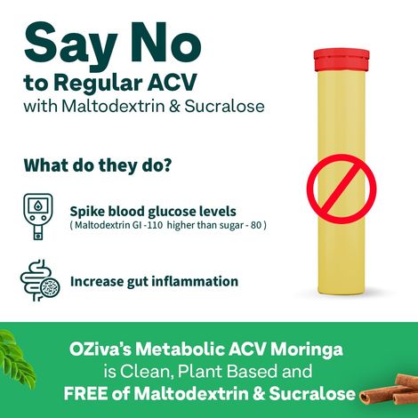 OZIVA Apple Cider Vinegar Moringa Effervescent Tablets | Green Apple