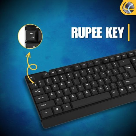 Lapcare E9 Wired Combo-Wired Keyboard And Mouse Set-Usb Ergonomic Design- Black