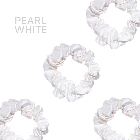 Gush Beauty Premium Hair Satin Rubber Band/Scrunchie | Set of 3 | Black, White & Gray